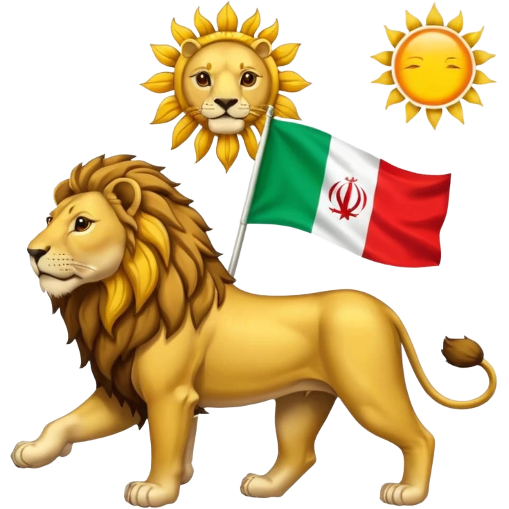 Create a Sticker of lion and sun flag of Iran emoji