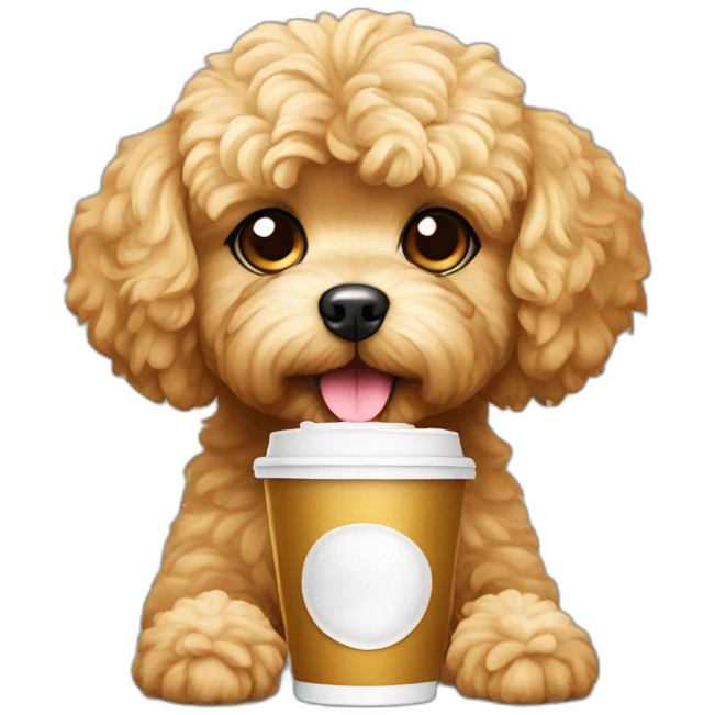 golden maltipoo drink coffee emoji