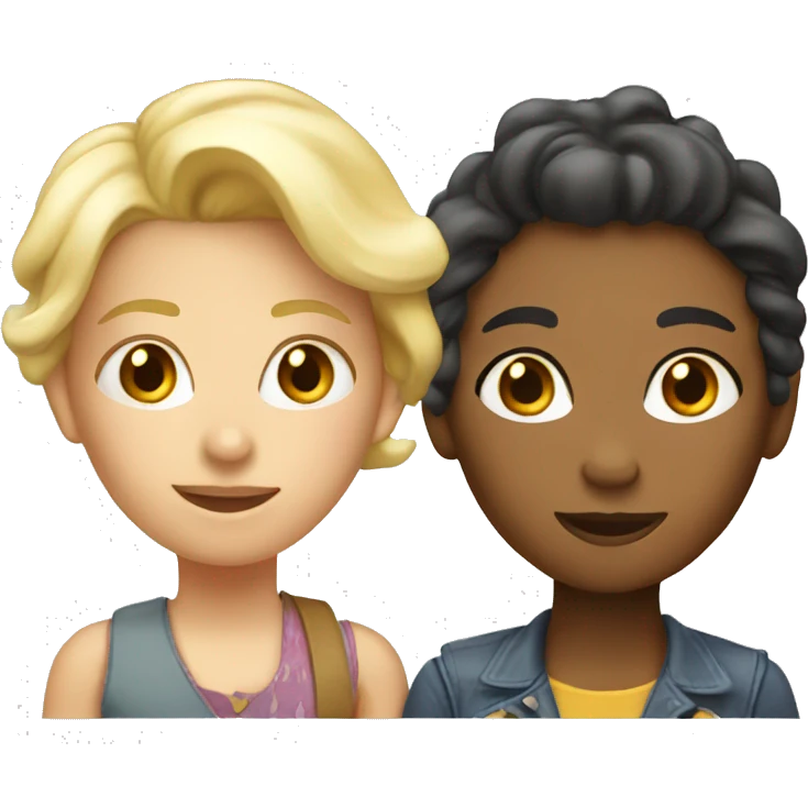 two lesbians: one is older, femme and blond. Another is younger  emoji