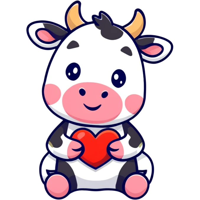 cute and simplified cartoon cow heart, no background emoji