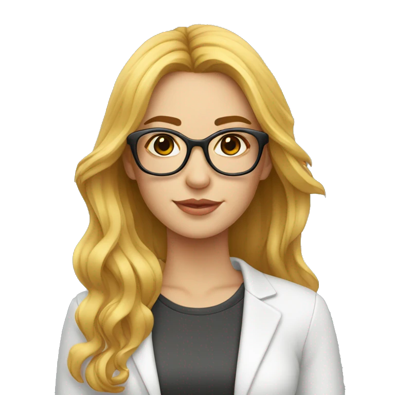 joven mujer cabello rubio y lentes emoji