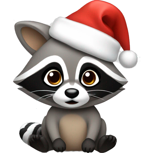 Cute raccoon with a festive cap emoji