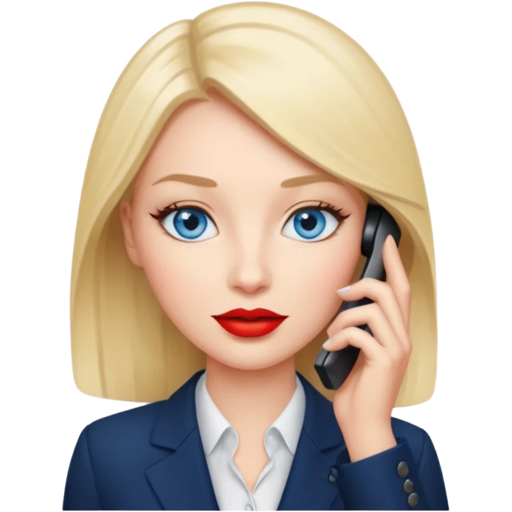 business woman with blue eyes talking on the mobile phone emoji