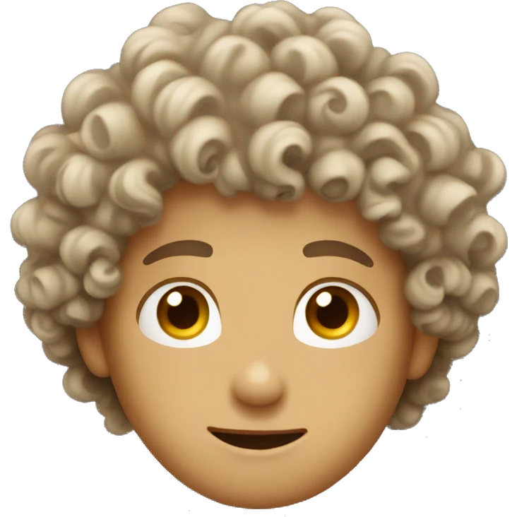 A curly hair boy with small eyes fair good looking  emoji