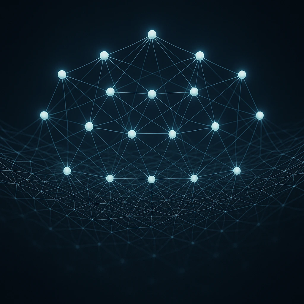 neural network, digital mesh, conceptual emoji