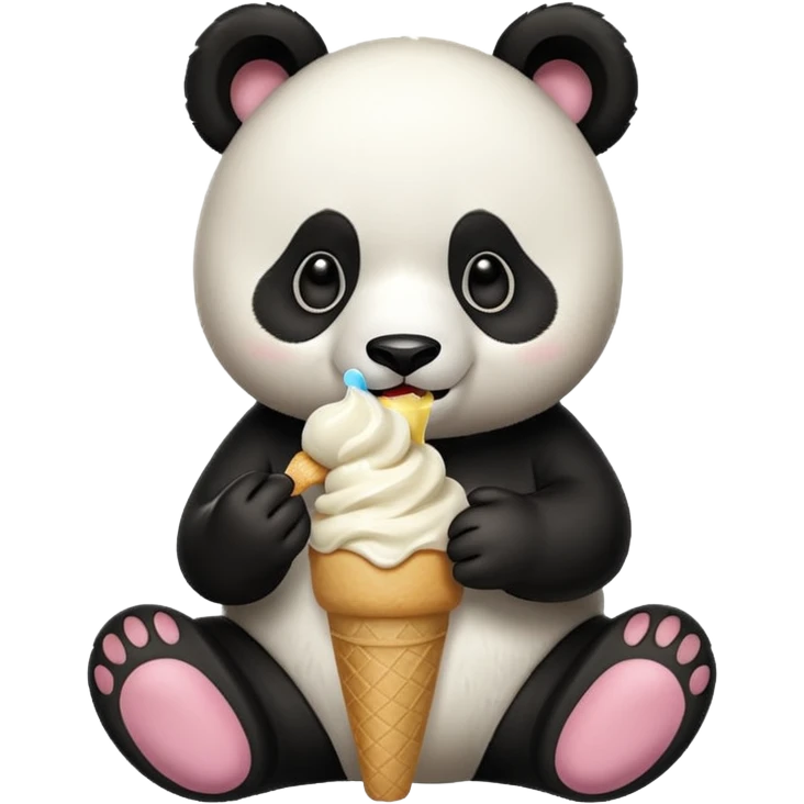 Panda eating ice cream in the slips emoji