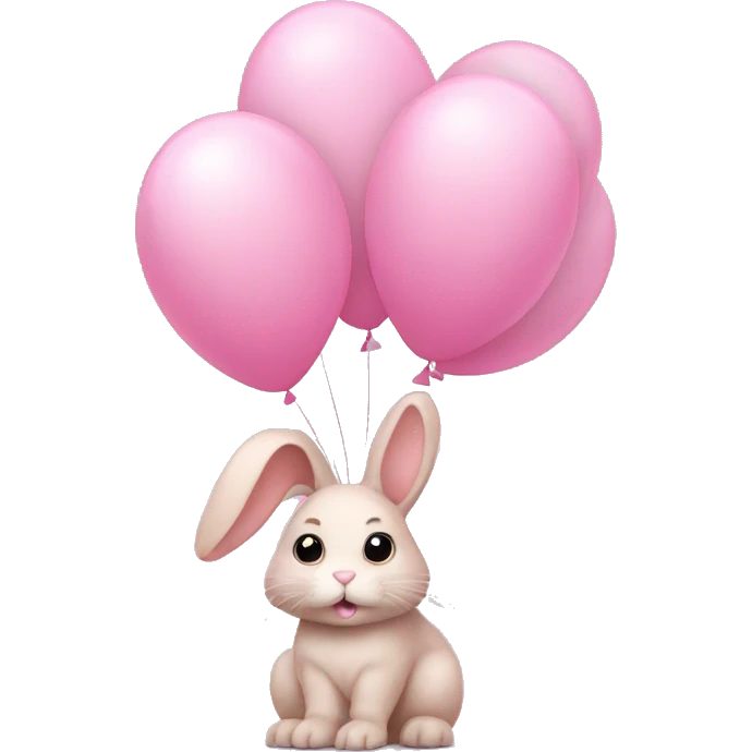 Light pink bunny with pink baloons emoji