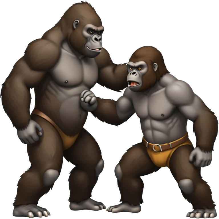 A gorilla in war shooting another gorilla emoji