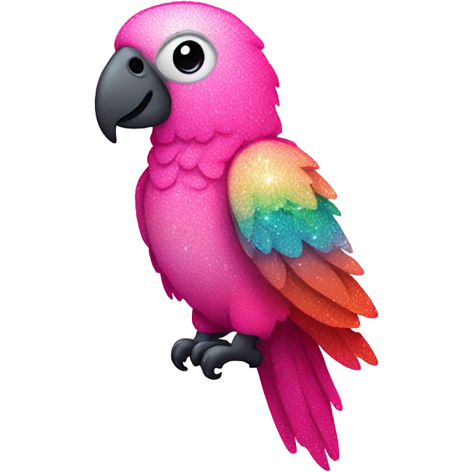 Pink ombre parrot with glitter emoji