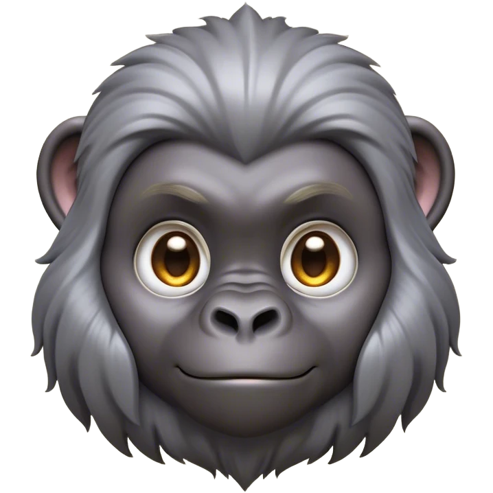 Cinematic Cute mountain Gorilla Portrait Emoji, Head tilted playfully and inquisitively, with a robust build accented by a striking silver mane and round, sparkling eyes full of gentle charm, Simplified yet irresistibly adorable features, highly detailed, glowing with a warm, friendly jungle glow, high shine, affectionate and lively, stylized with a touch of endearing primate whimsy, soft glowing outline, capturing the essence of a mischievous yet loving mountain that feels like it could lumber out of the screen into your arms! emoji