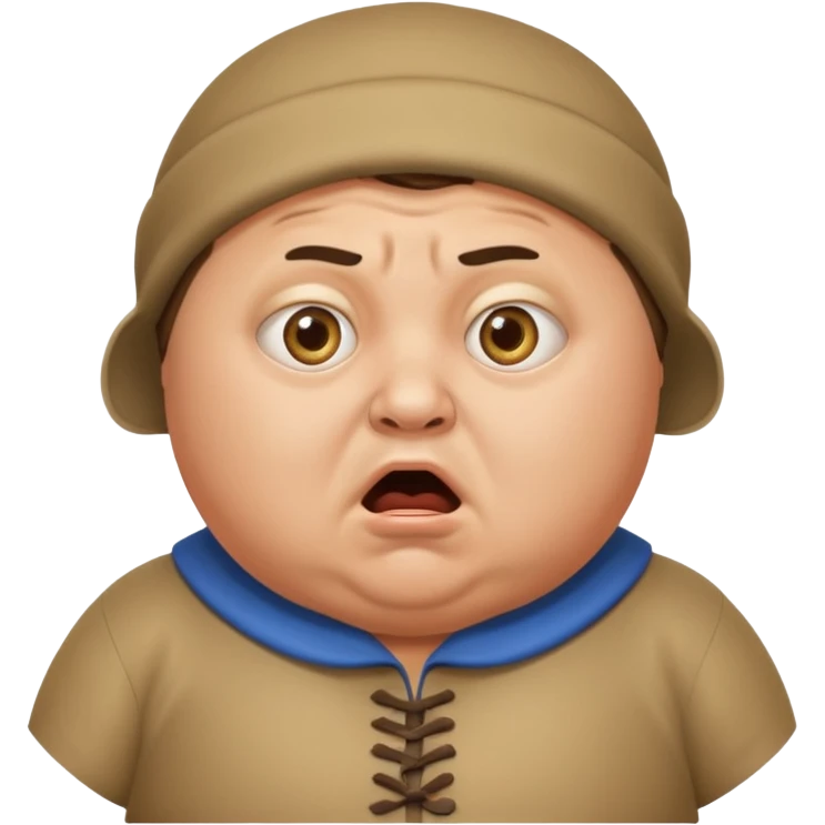 a chubby Ukrainian man in a realistic-style costume, terrified emoji