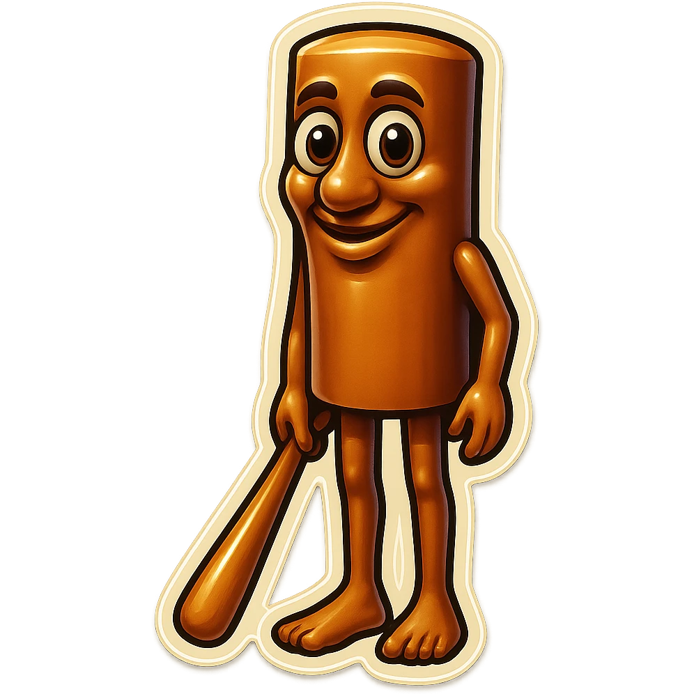 Create a high-fidelity emoji of the stump character, keeping the exact same proportions, pose, and facial expression as the reference image. Do not make it creepier or change the style. Keep the background transparent and enhance the detail. emoji