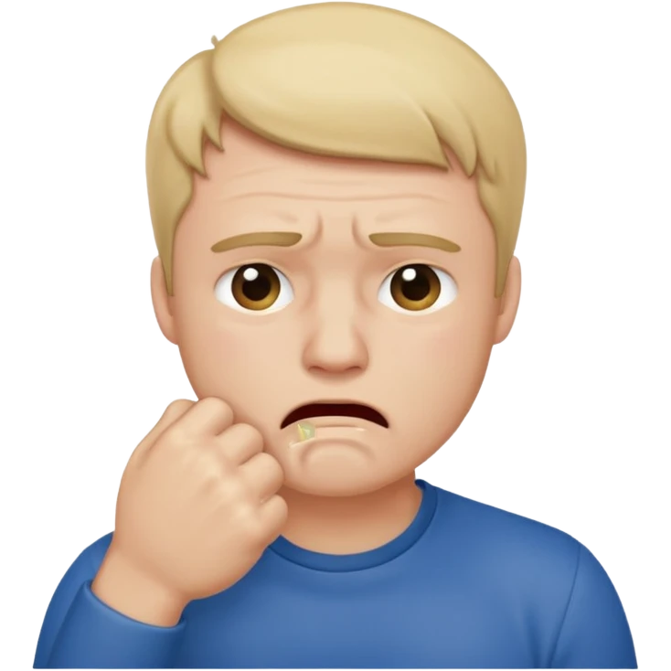 Crying man with his fist holding to his mouth emoji