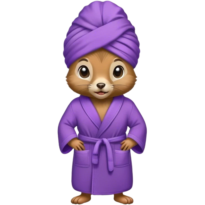 squirrel in purple bathrobe and purple slippers and purple turban emoji
