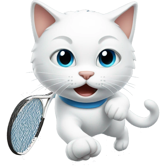 White cat playing tennis emoji