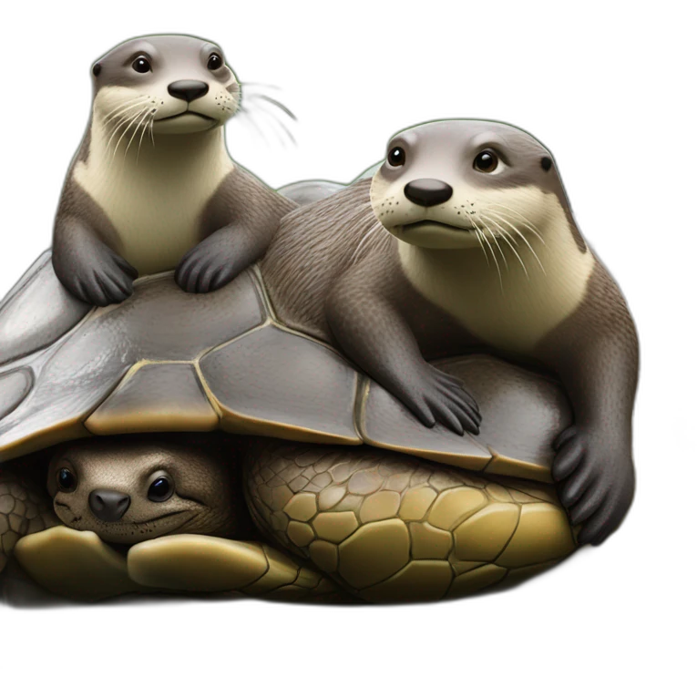 Une loutre sur une tortue emoji
