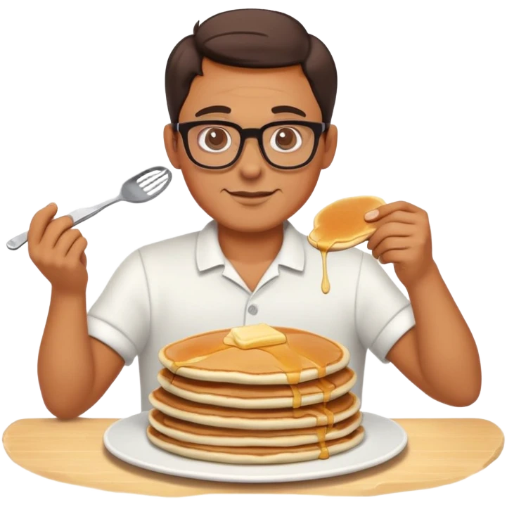 Hombre con gafas haciendo tortitas  emoji