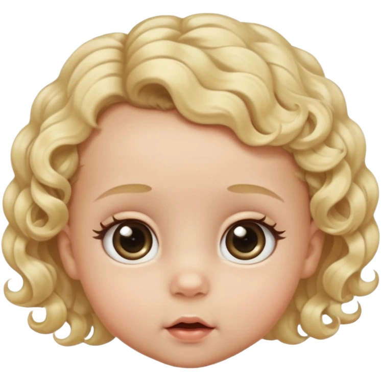 The head of a cherubic infant baby with a single curl tuff of hair and big dreamy eyes and extra long eyelashes emoji