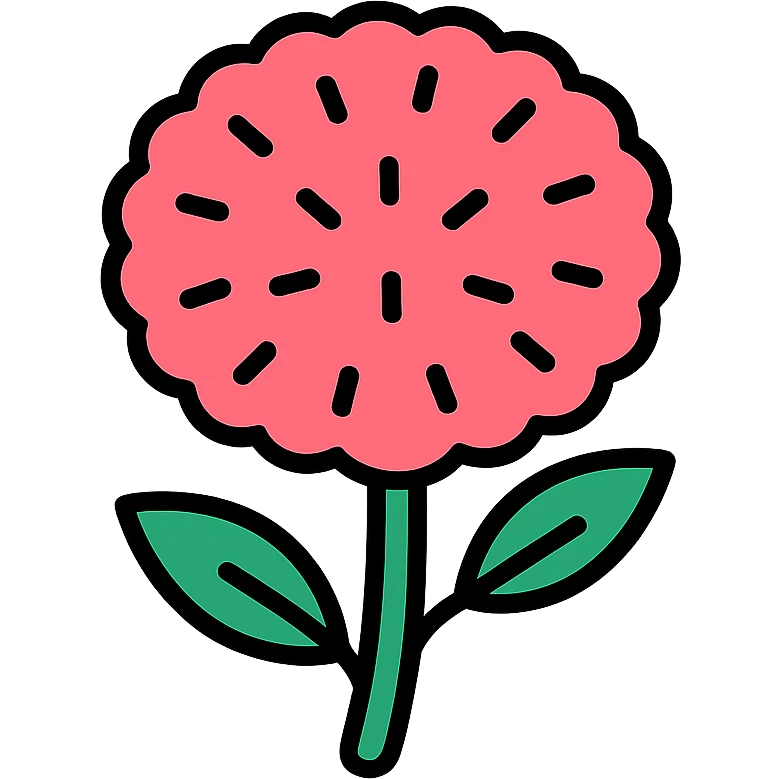 pink powderpuff icon with color outline emoji