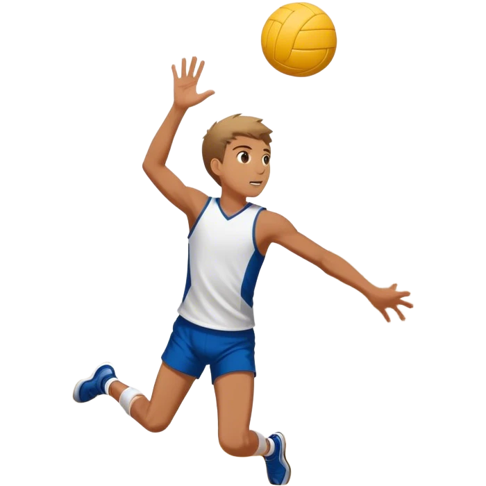 A boy playing volleyball colliding against a wall emoji