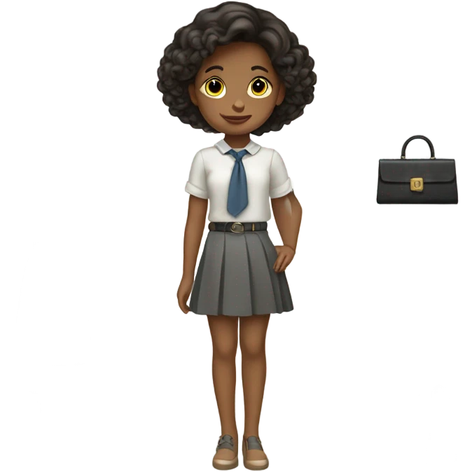 A little girl wearing a clean girl outifit  emoji