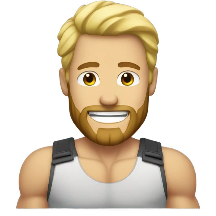 smiling blonde muscular man with beard in outdoor setting emoji