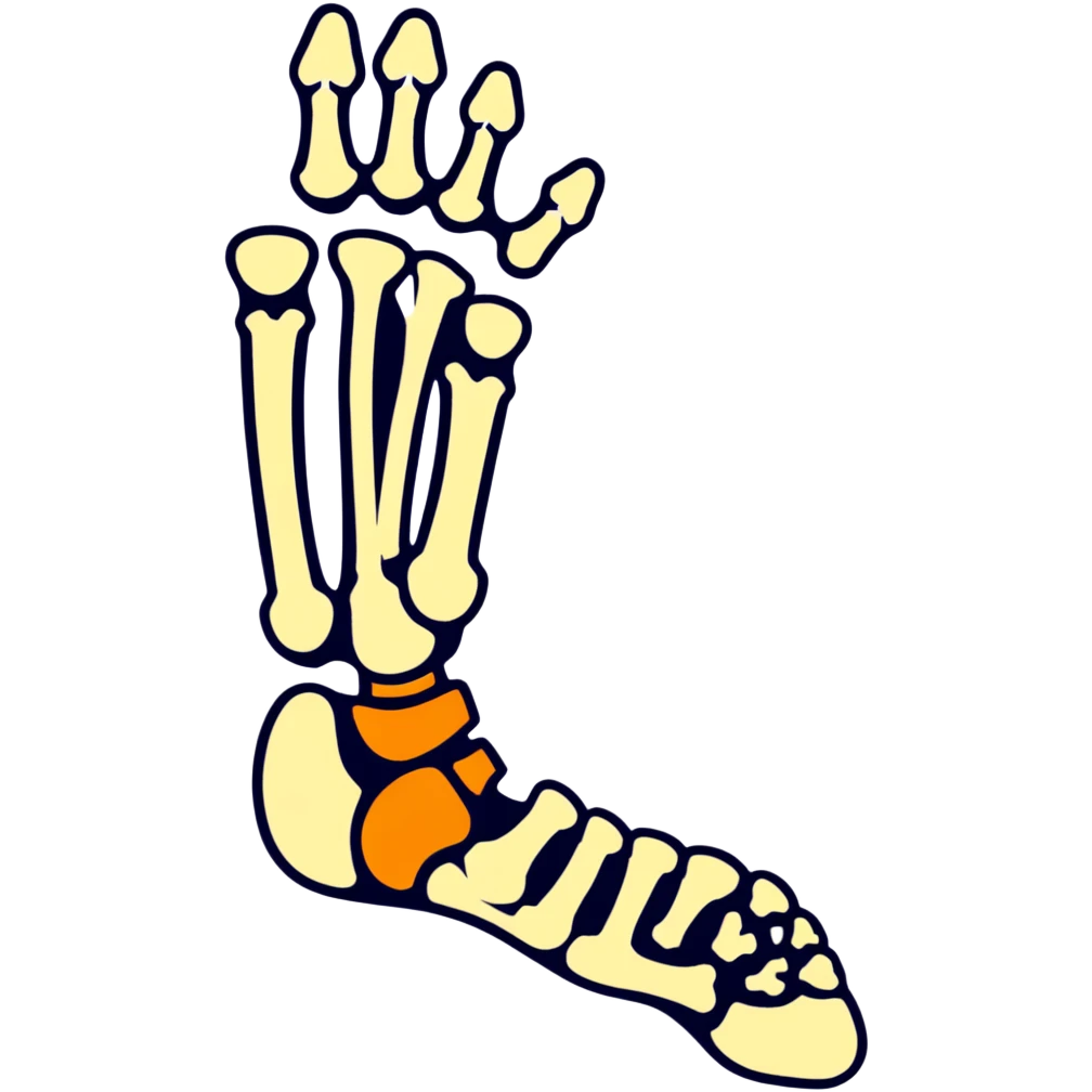 skeleton foot with visible bones, anatomical bone structure of human foot emoji
