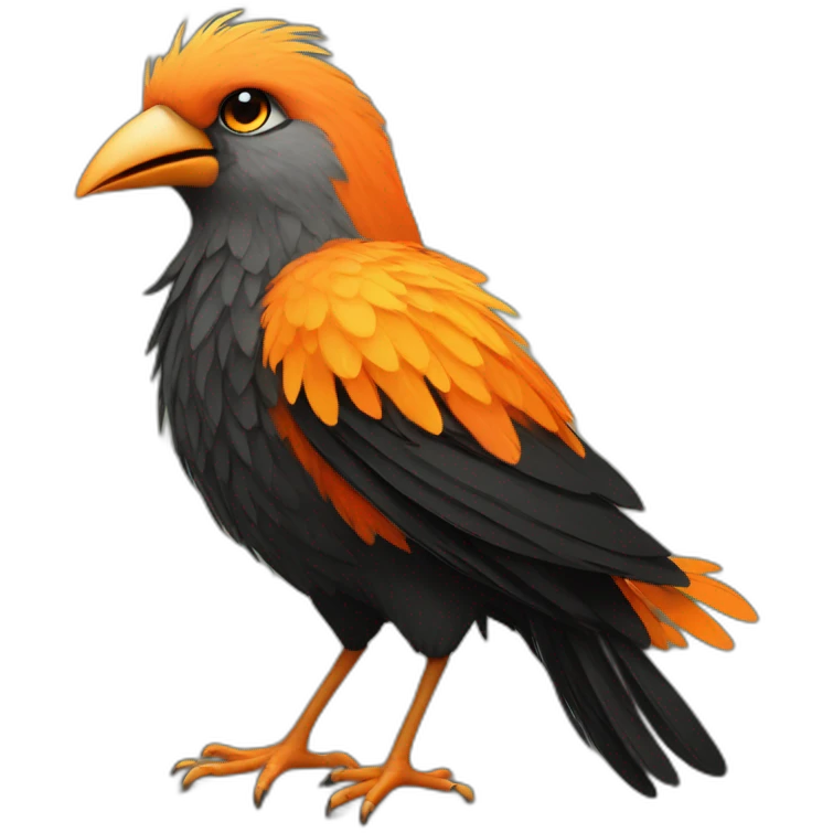 anthropomorphic bird with orange and black feathers emoji