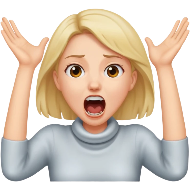 a girl and her hands around her neck while she screams emoji