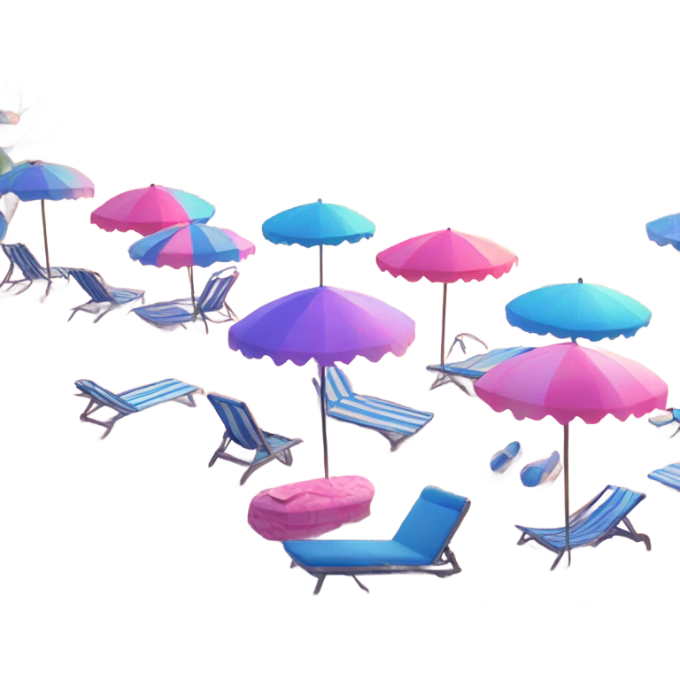 Beach with blue & pink core emoji