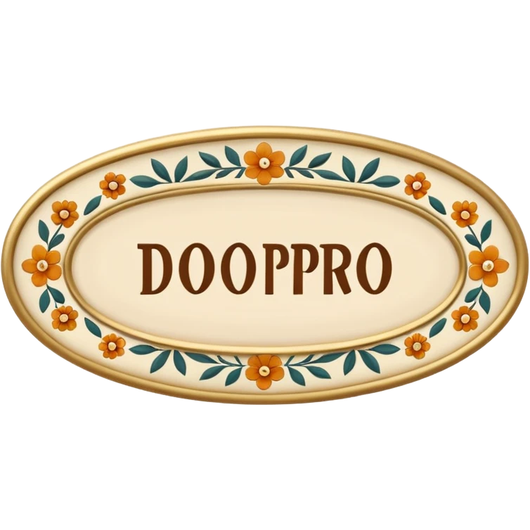 elongated horizontal plaque with the text 'Доброе утро', retro sticker style, burgundy background, beige letters, concise eastern floral ornament in the corners, soft shadows, transparent background emoji