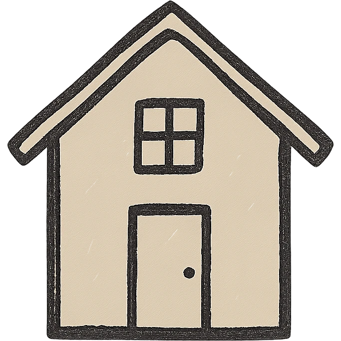 beige house, hand drawn outline, cozy, simple emoji