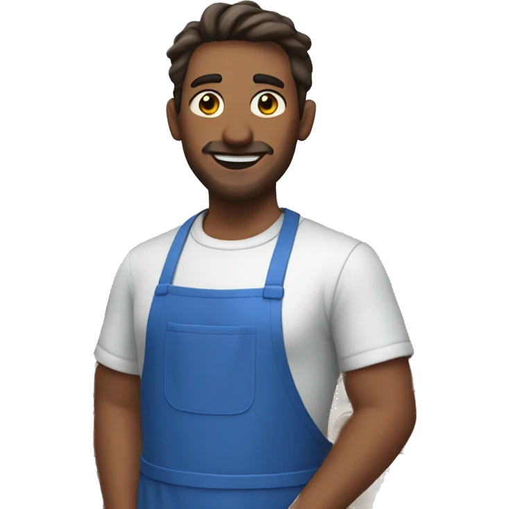 guy in a blue apron holding rolls emoji