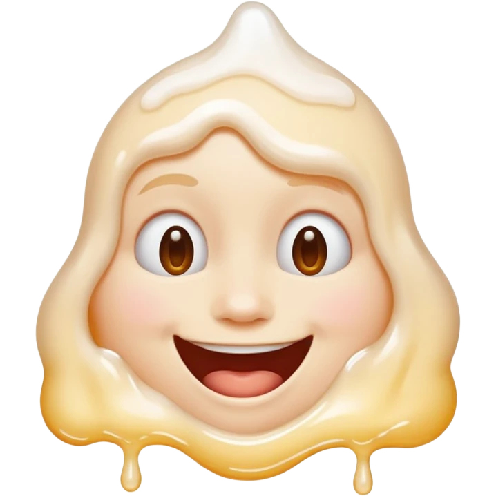 una faccina felice che si scioglie insieme a un liquido bianco emoji
