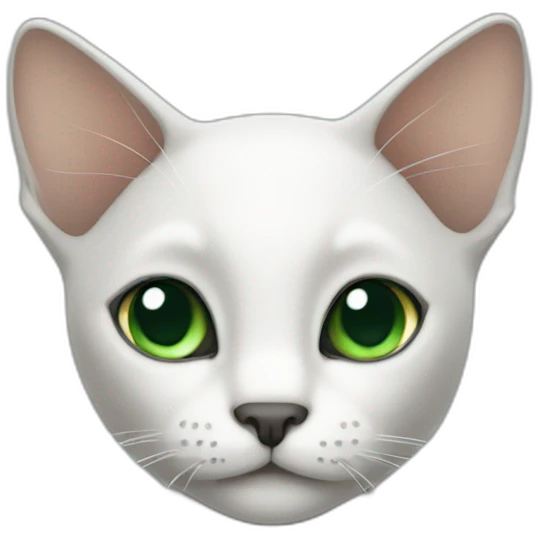 thin cat with a white face green eyes and black ears emoji