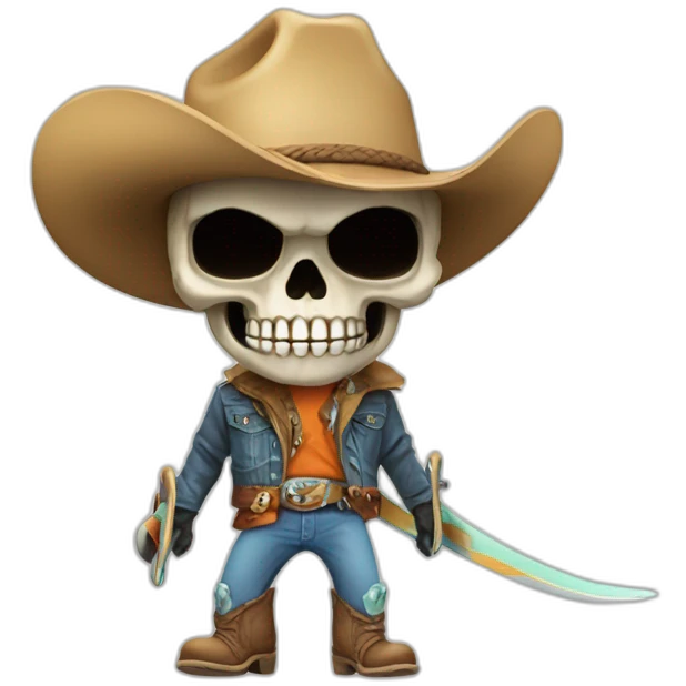 skull surfer cowboy emoji