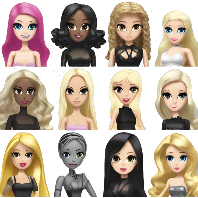 Frame Arms girls Morticia Addams Barbie Blonde go go dancer Enid Sinclair voile clothing emoji