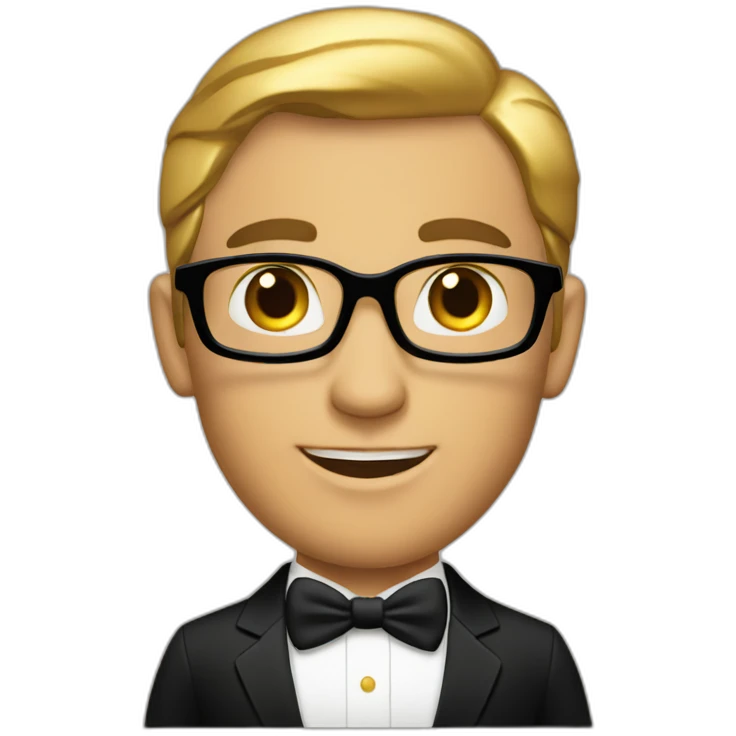 Posh-man-with-black-suit-holding-gold emoji