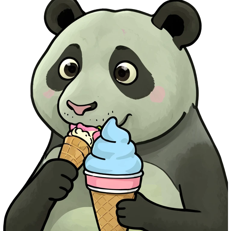 Panda eating ice cream emoji