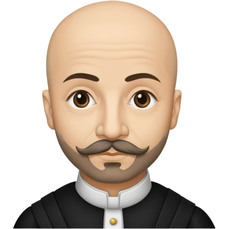 a hand drawn black outline portrait of philosopher Montaigne with similar-sized eyes based a famous portrait of him emoji