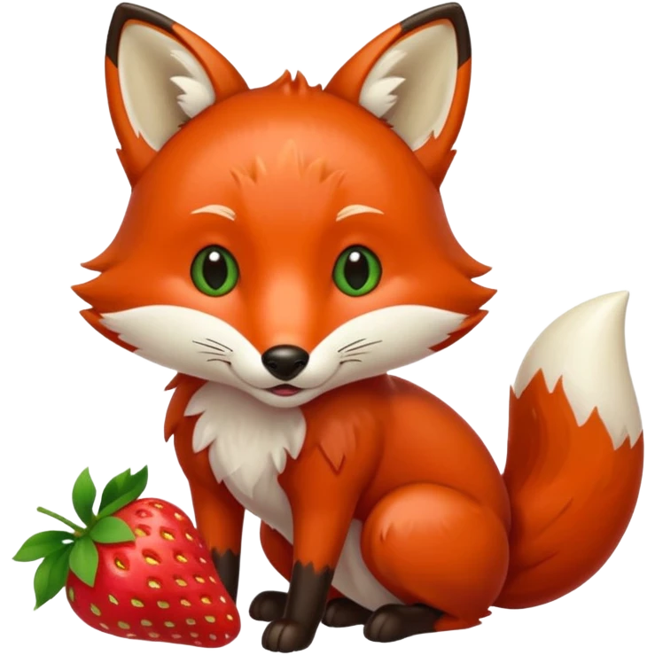 fox eating strawberries emoji
