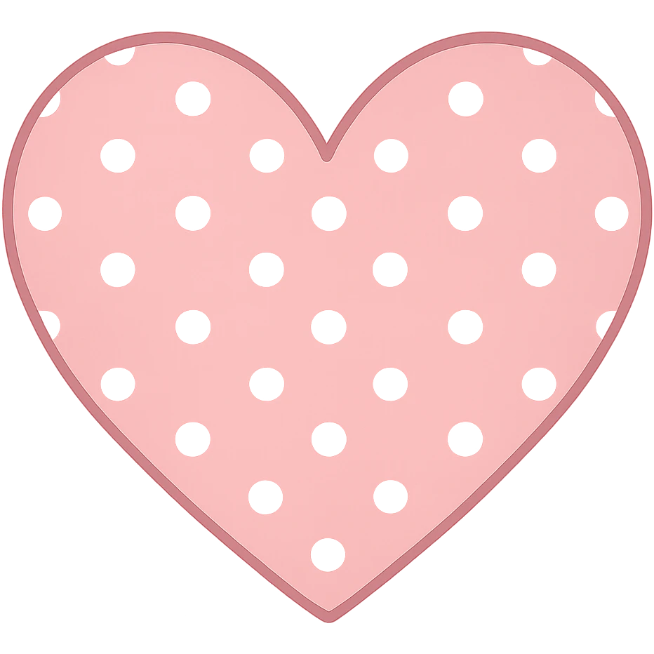 heart with a pink polka dot pattern, clean digital illustration, no background emoji