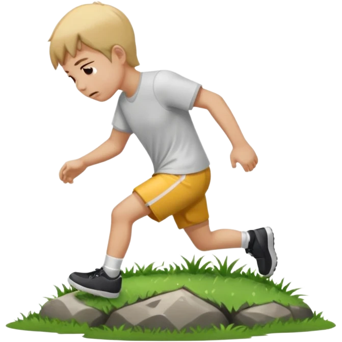 Person slipping on wet grass and hitting head on rock emoji