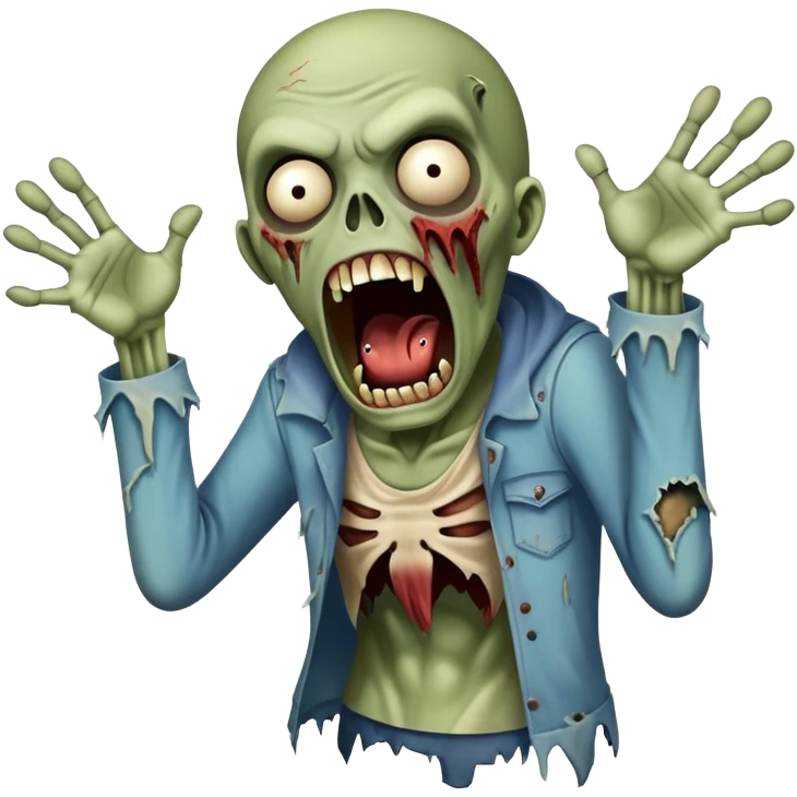 Screaming pale zombie emoji