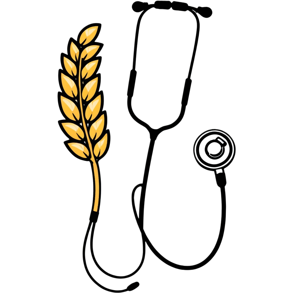 wheat stalk and medical stethoscope fused together as a cartoonish sticker emoji