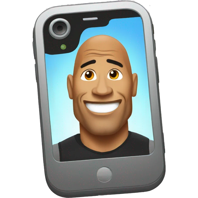 the rock with a mobile phone emoji