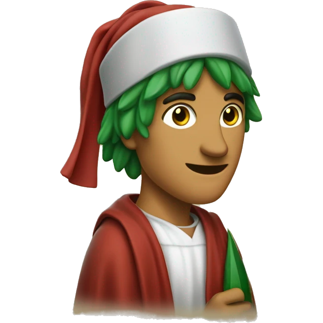 Dante Alighieri with a green laurel wreath on his head and holding a scroll in his hand emoji