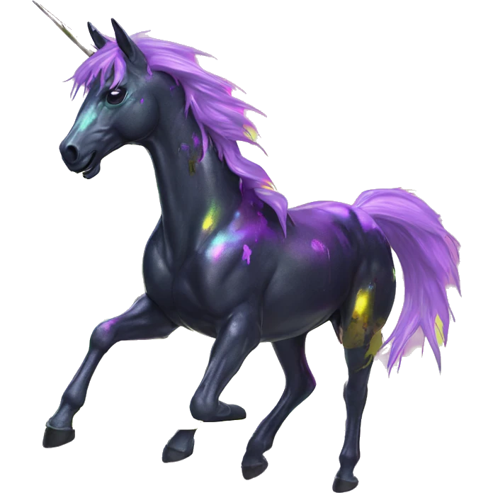 .Zombie_ Vaporwave black holographic oilslick zombie unicorn yellow caution tape graffiti Pegasus  emoji
