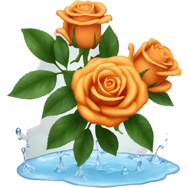 Orange roses with water emoji