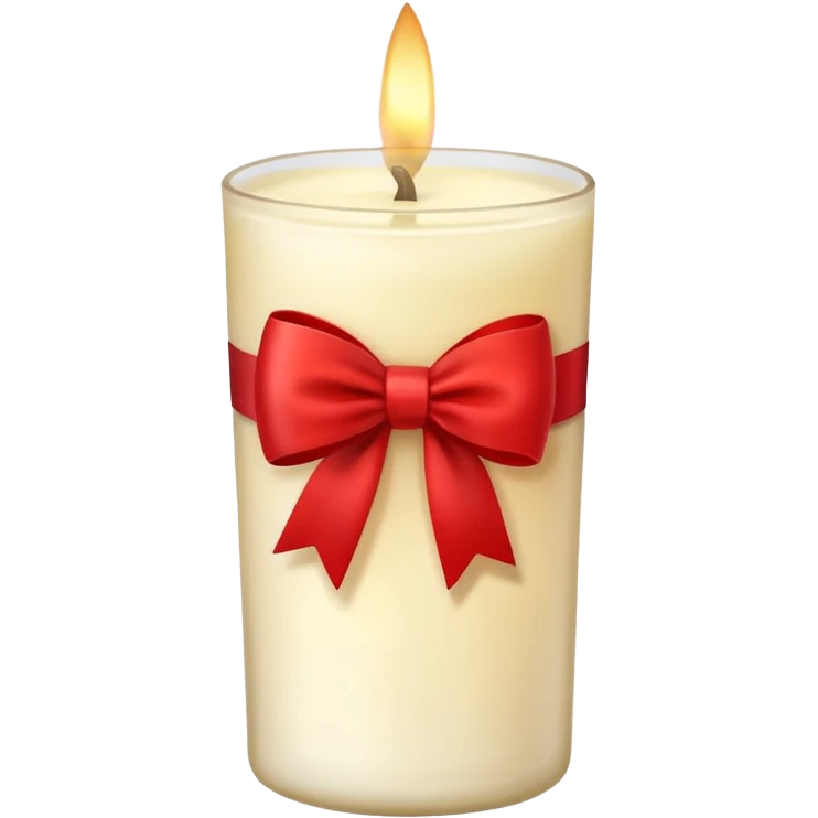Soft vanilla long glass candle, with little red bow emoji